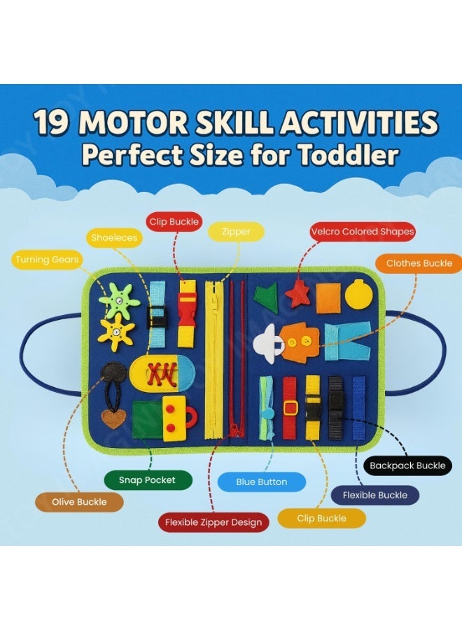 Educational Activity Board for 1, 2, 3, 4 Year Olds, Montessori Sensory Activity Board, Fine Motor Skills Learning Toys for Preschool Boys and Girls, Great Baby Toys (BLUE) - Image 5